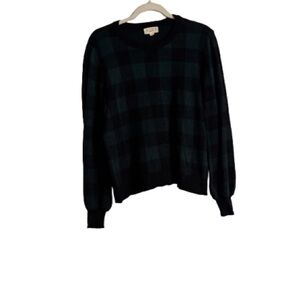 Marled Black and Green Checkered Sweater
